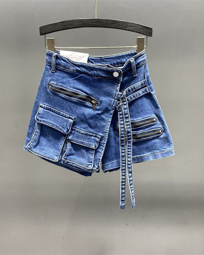 The “Denim Zipper” Skort