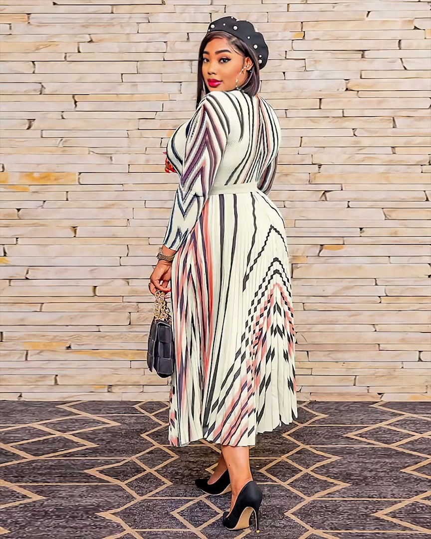 Mock Neck Pleated Maxi Dress