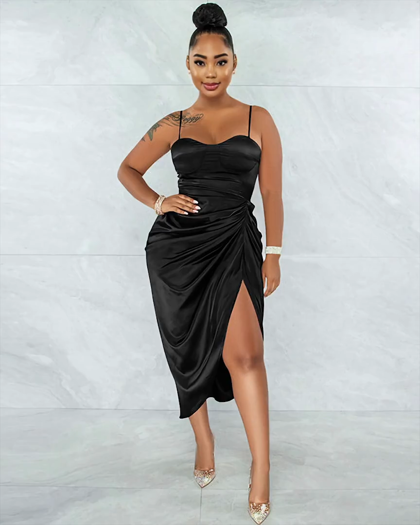 SATIN BALCONY CORSET DRESS