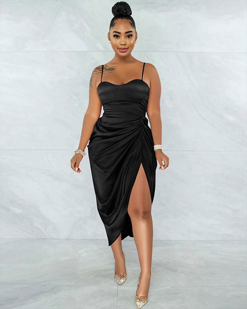 SATIN BALCONY CORSET DRESS
