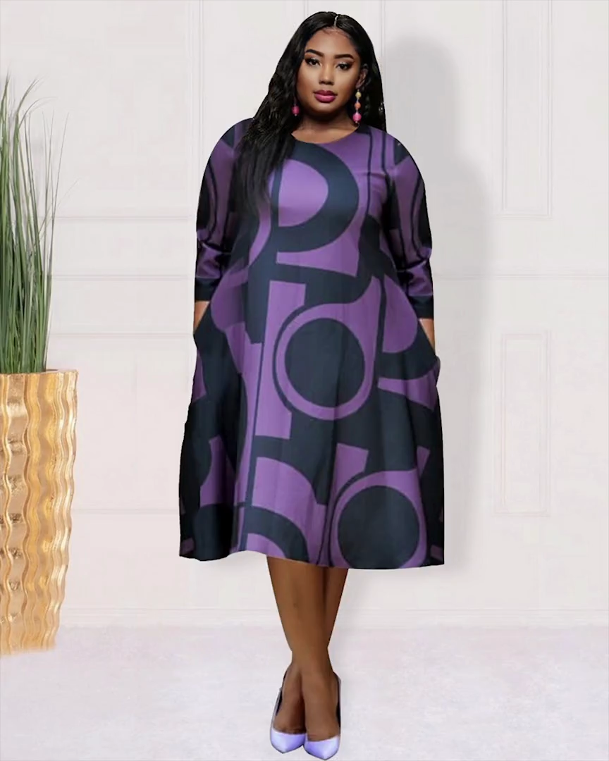 PLUS SIZE A-LINE PRINT DRESS