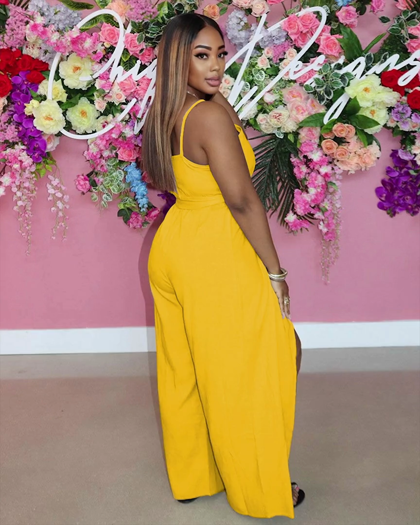 Solid Color Casual Jumpsuit