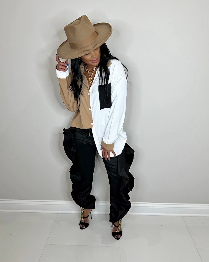 Khaki Color Block Top