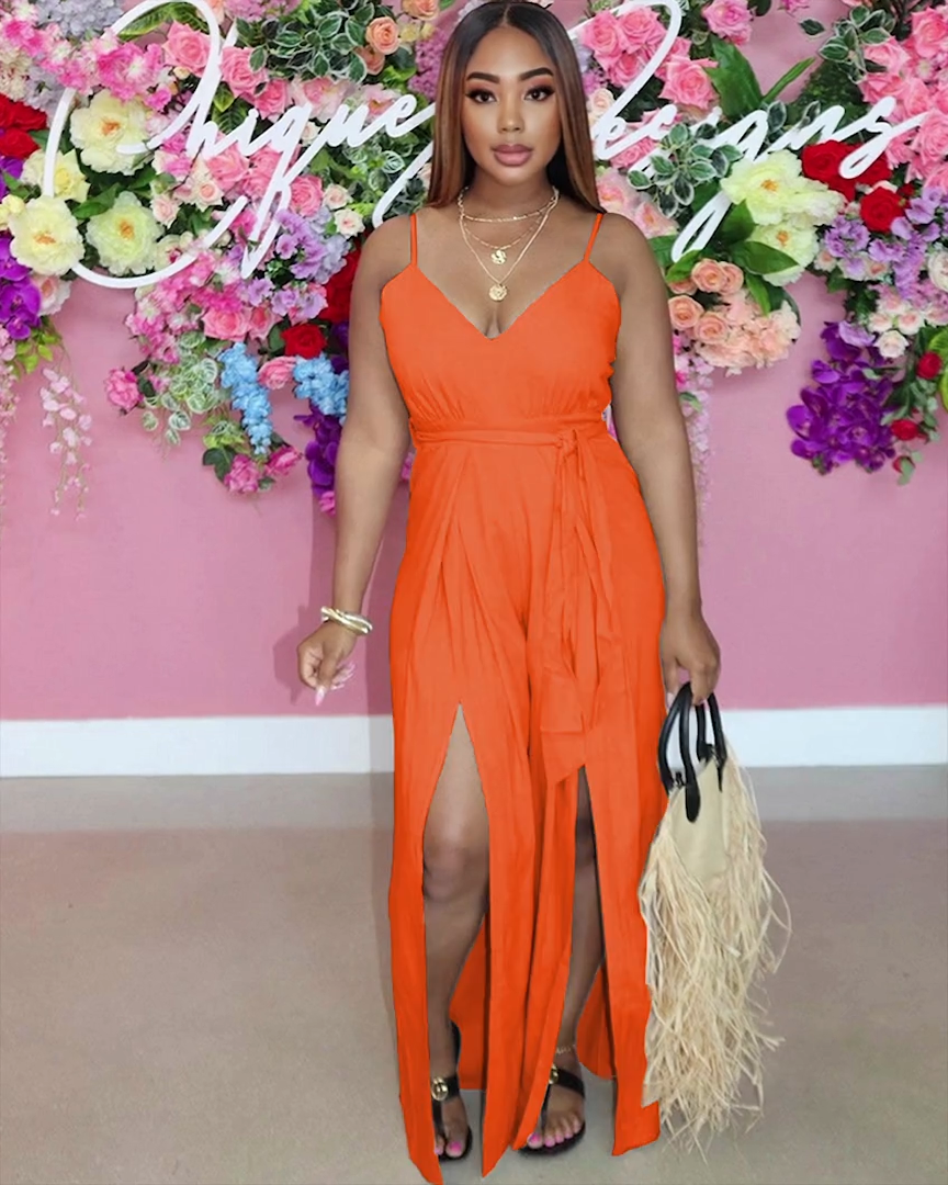 Solid Color Casual Jumpsuit