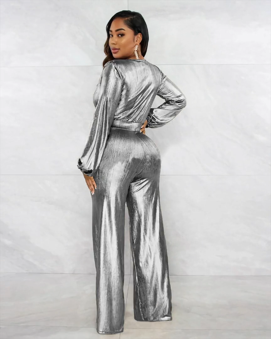Sexy V-neck high stretch jumpsuit
