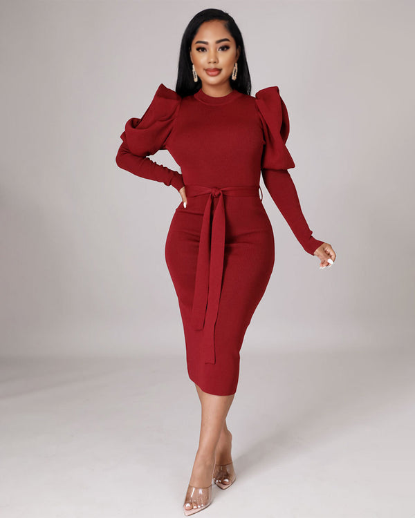 Elegant long sleeve slim dress