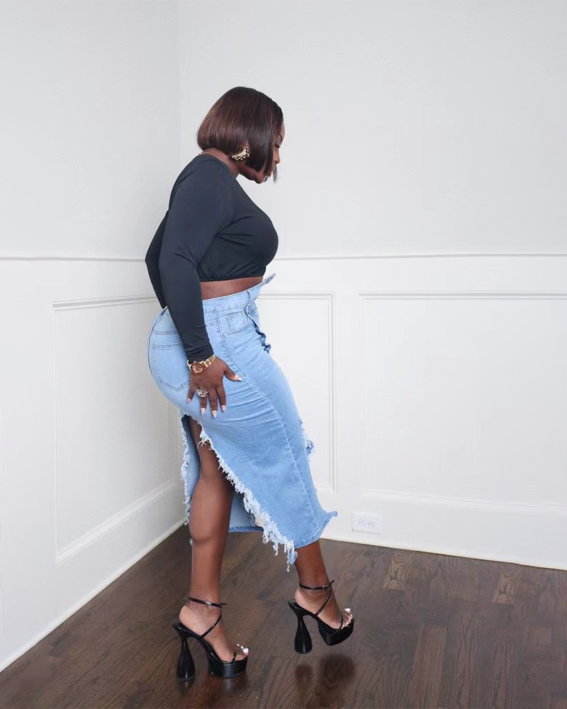 Book It Asymmetrical Denim Dress