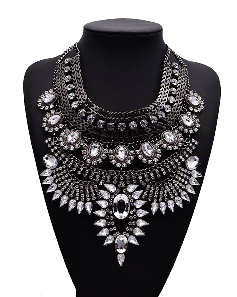 Floral Jeweled Choker Necklace